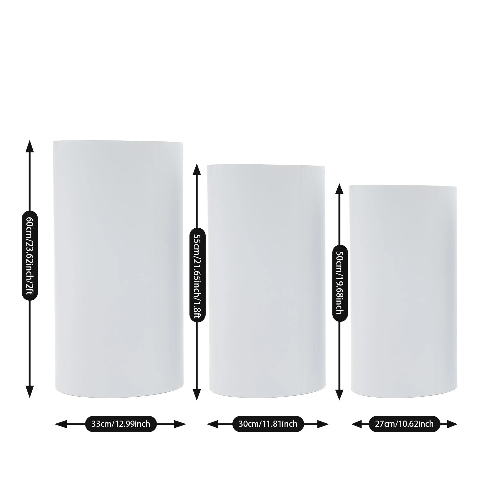 3 Pcs Round Cylinder Pedestal Stand For Wedding Party Display Stand Decor White