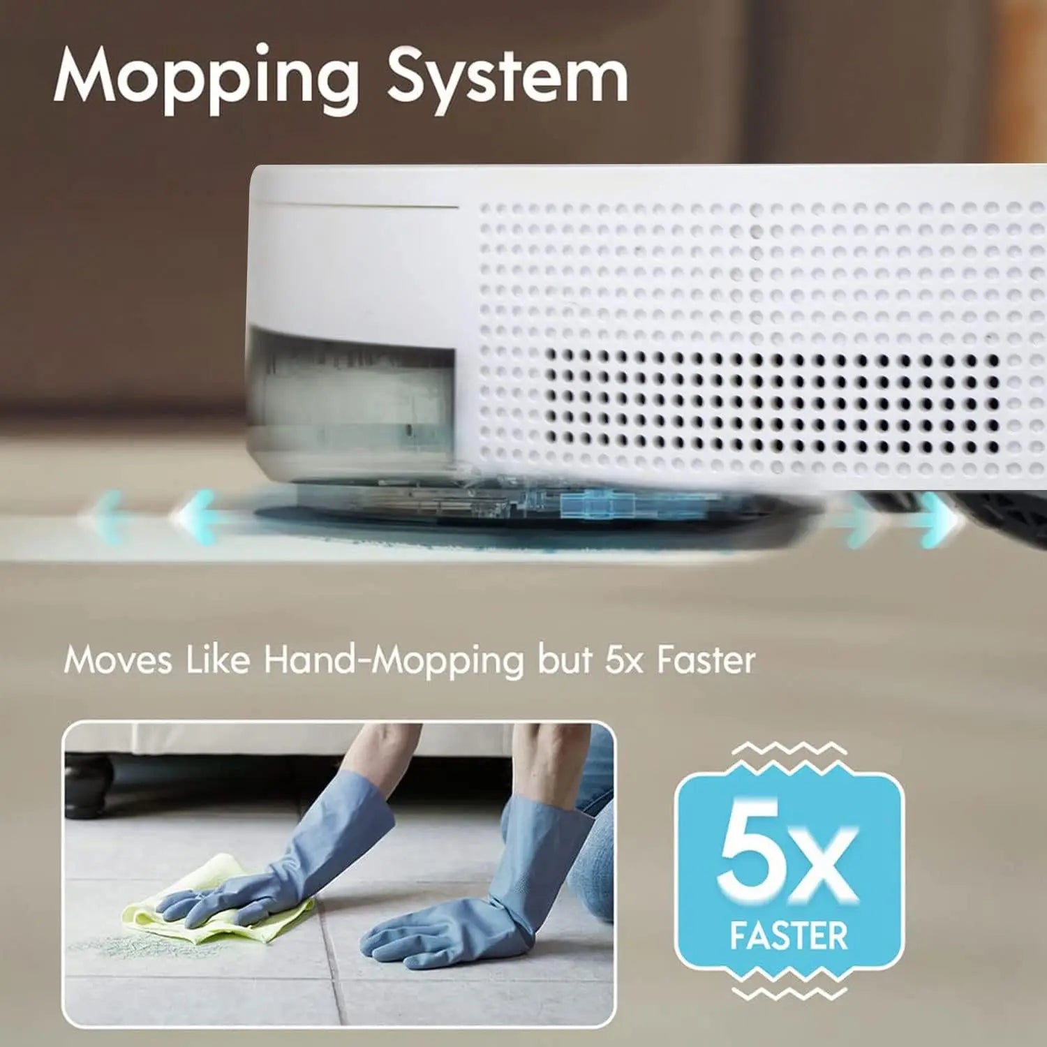 X5 Robot Vacuum and Mop Cleaner,Electric Water Tank 2 in 1, 2000Pa Suction Sweeping and Mopping Vacuuming,APP Control, Self