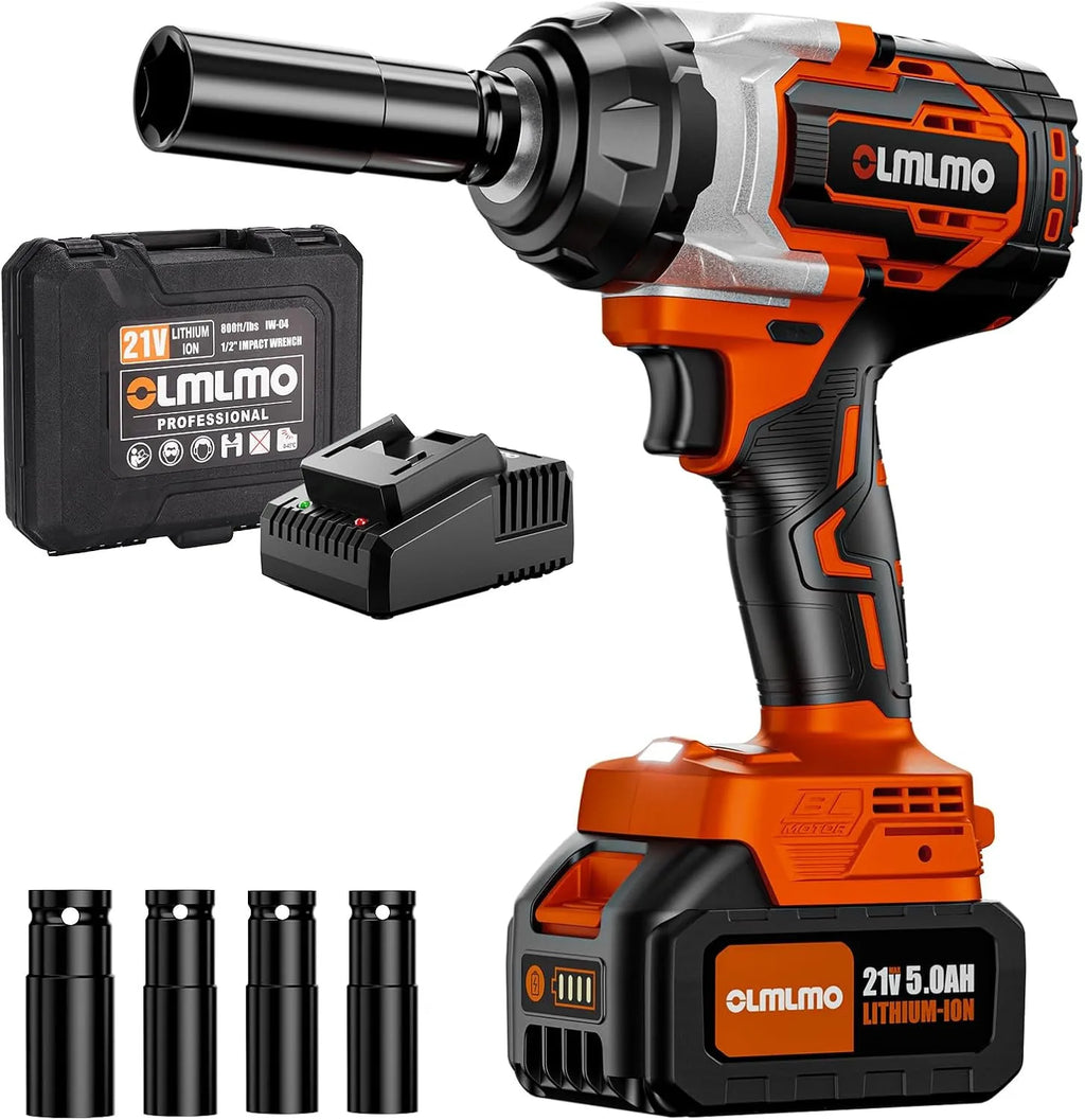 OLMLMO Impact Professional Wrench 1100N.m Screwdriver Socket Lithium Battery Electric Cordless High Speed Car Truck Repair Power