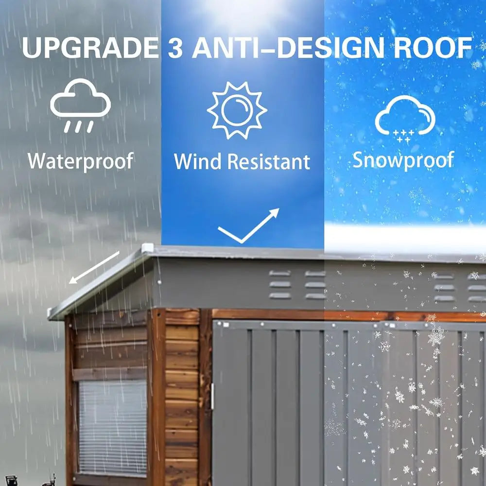 3x5 Outdoor Wooden Storage Shed with Windows, Ventilated, Ideal for Garden Tools and Patio Accessories