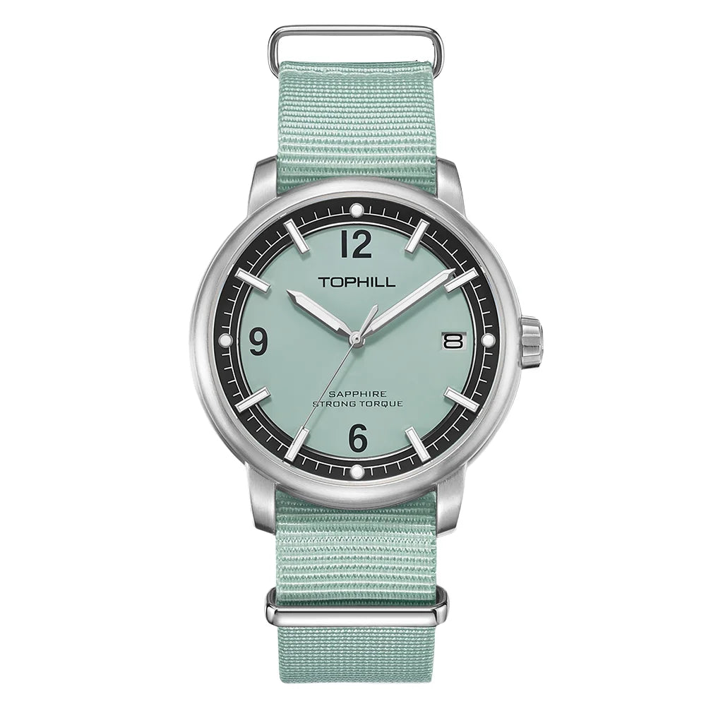 TOPHILL Fashion Quartz Watch for Men Green Luminous Sport Style Sapphire Vintage Design 2 Straps Included