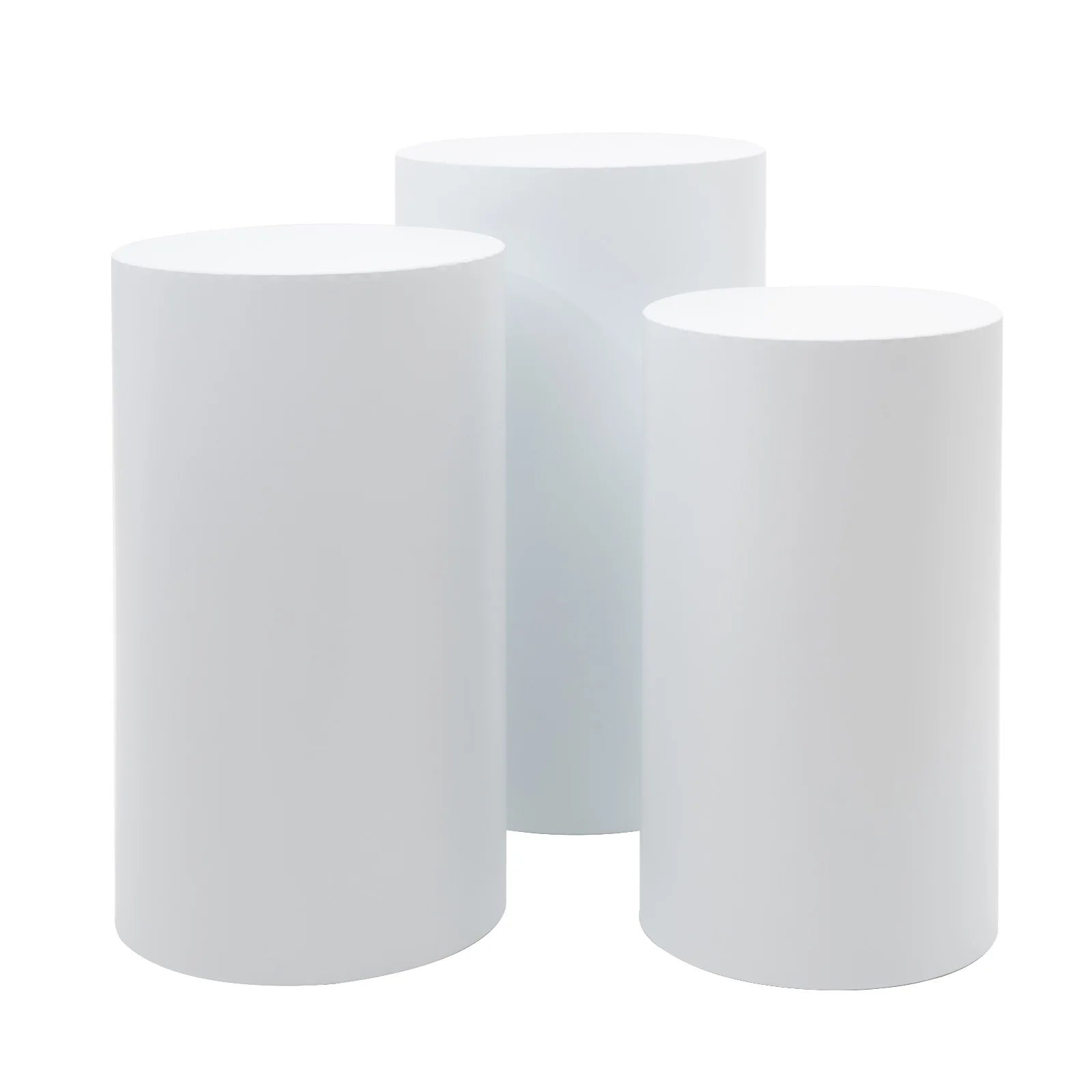 3 Pcs Round Cylinder Pedestal Stand For Wedding Party Display Stand Decor White
