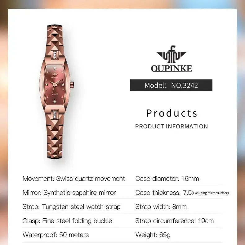 OUPINKE 3242 Women Watch Automatic Mechanical Rose Gold High Quality Solid Tungsten steel Strap Original Quartz Movement Watches