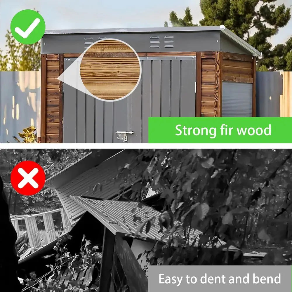 3x5 Outdoor Wooden Storage Shed with Windows, Ventilated, Ideal for Garden Tools and Patio Accessories