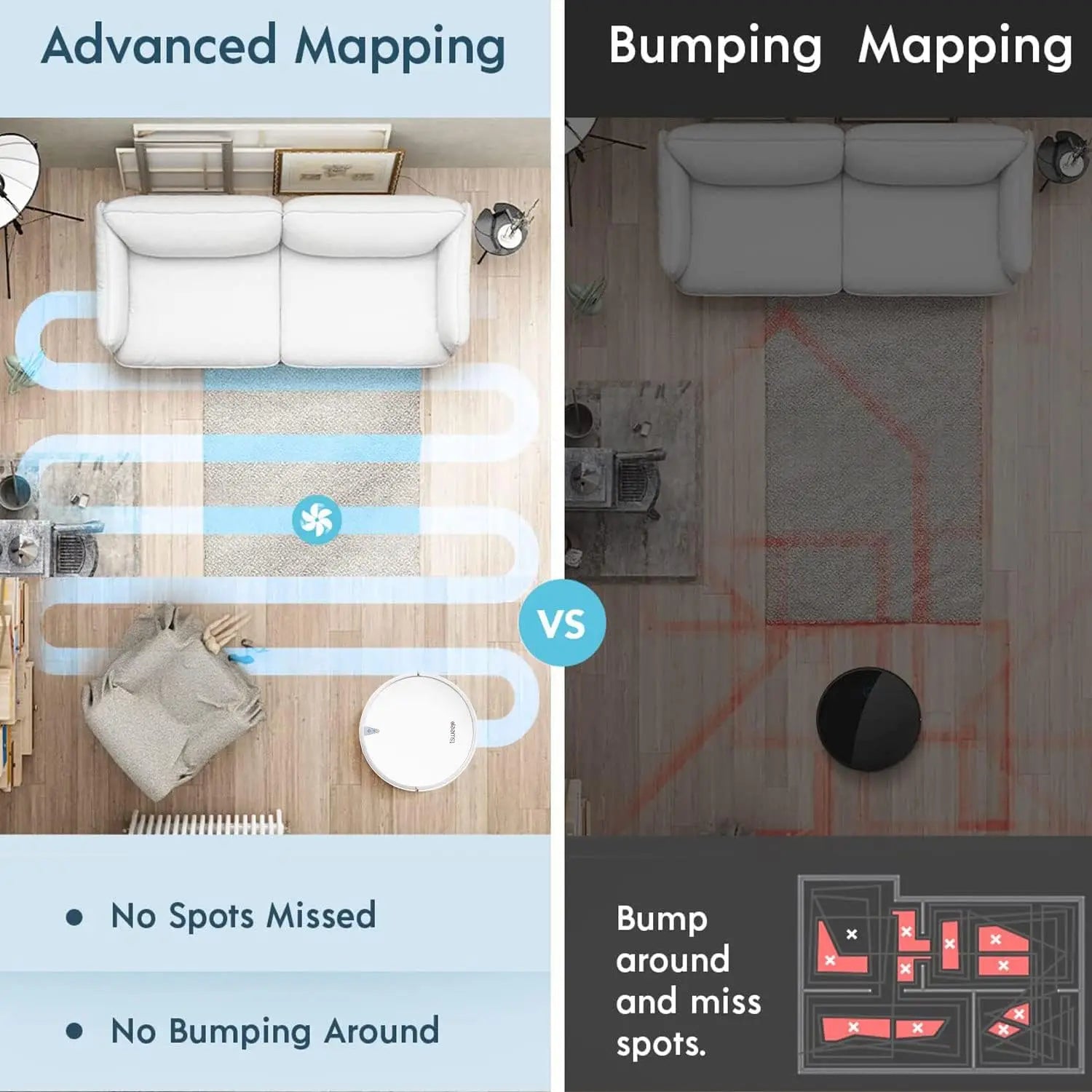 X5 Robot Vacuum and Mop Cleaner,Electric Water Tank 2 in 1, 2000Pa Suction Sweeping and Mopping Vacuuming,APP Control, Self