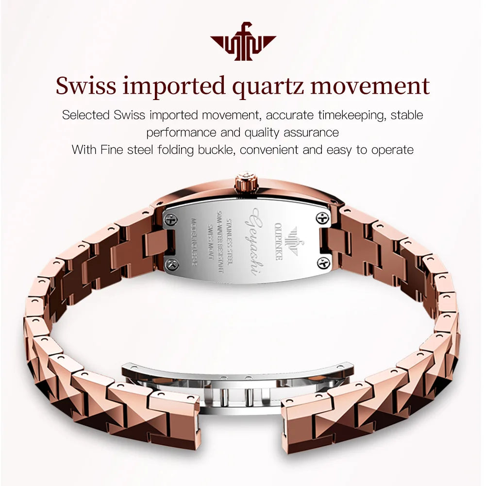OUPINKE 3242 Women Watch Automatic Mechanical Rose Gold High Quality Solid Tungsten steel Strap Original Quartz Movement Watches