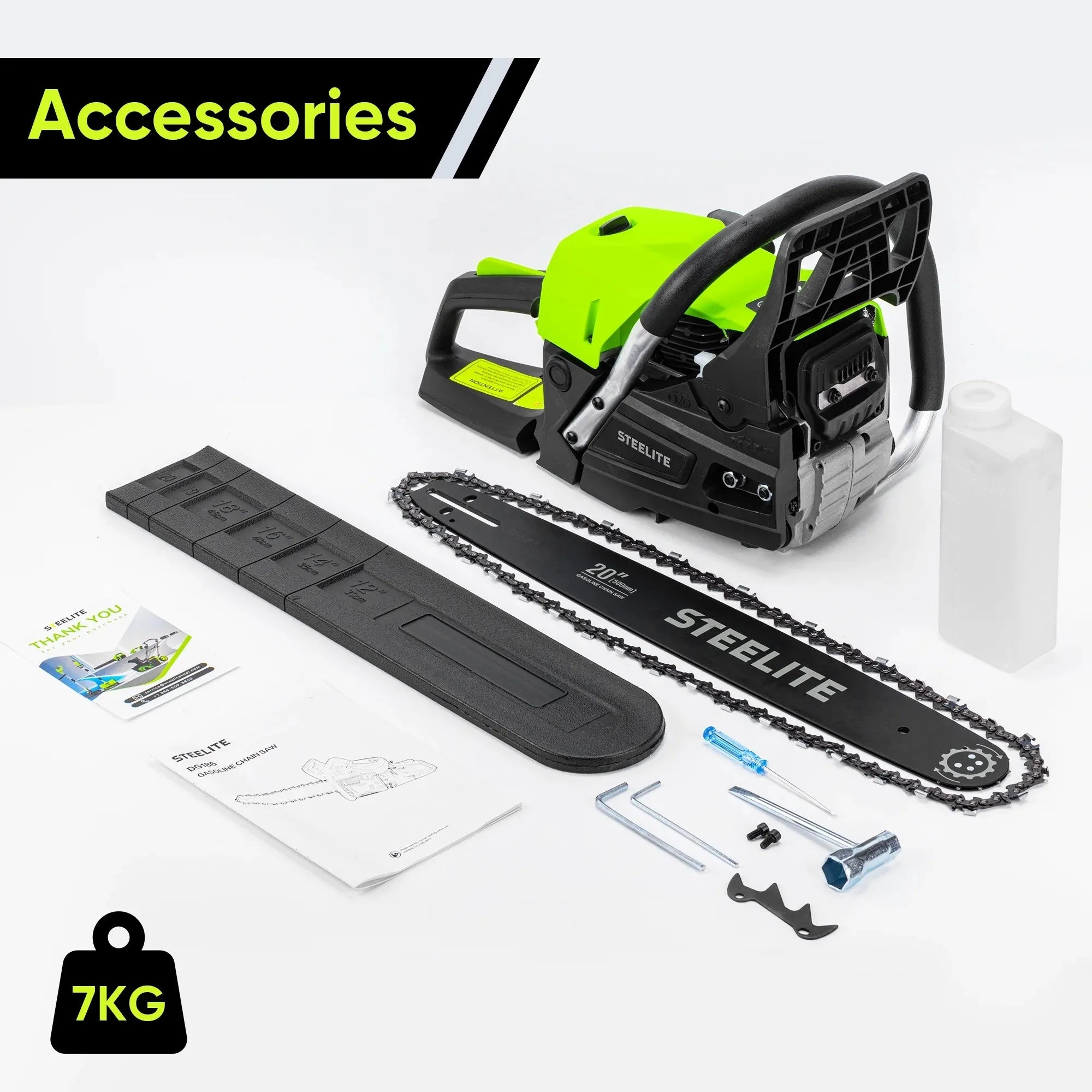 Deli 62CC Gas Powered Chainsaw,20 Inch 2-Stroke Petrol Handheld Cordless Chain Saw,Gasoline Gas Chainsaws for Wood Cutting