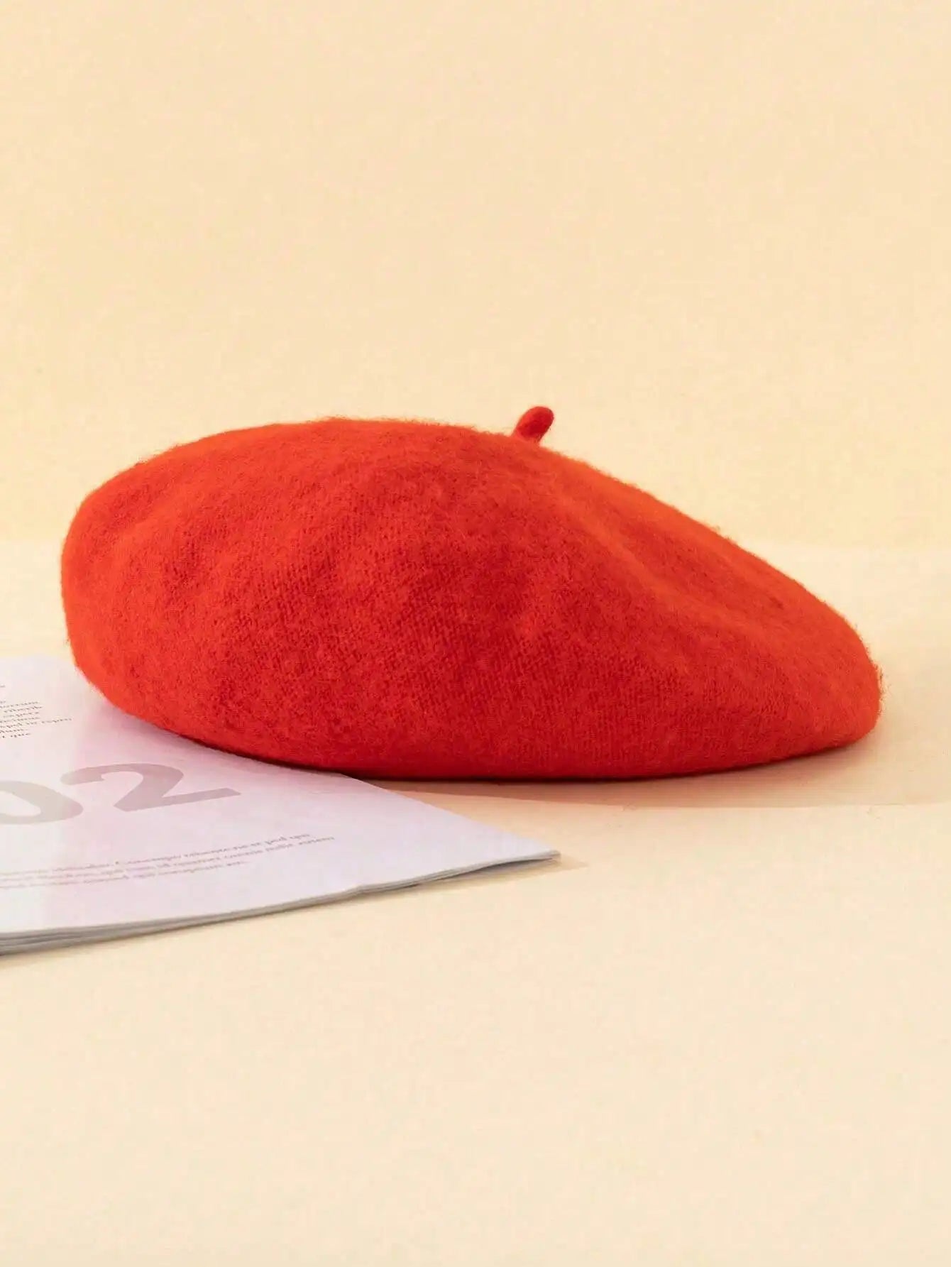 Women's Monochrome Pumpkin Wool Beret, Korean-Japanese Holiday Gift Cap