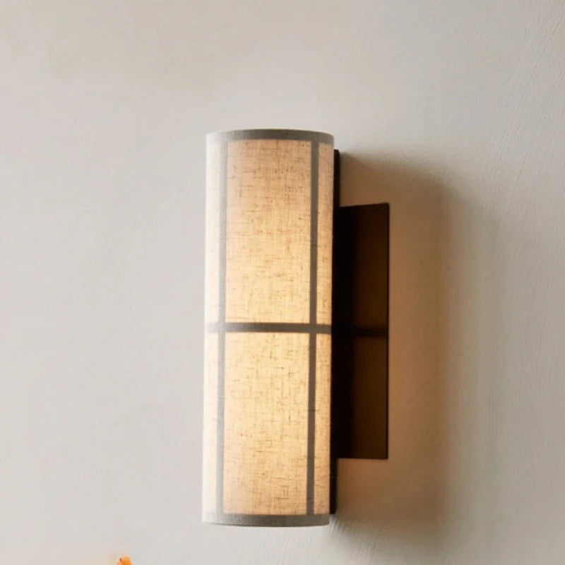 Japanese Wabi Sabi Fabric Wall Lamps Vintage Living Room Bedroom LED Sconces Bedside Home Decoration Accessories Light Fixtures